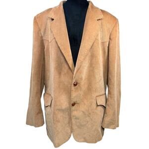 Vintage 70s Men’s Large Tan Corduroy Blazer  Elbow Patches USA